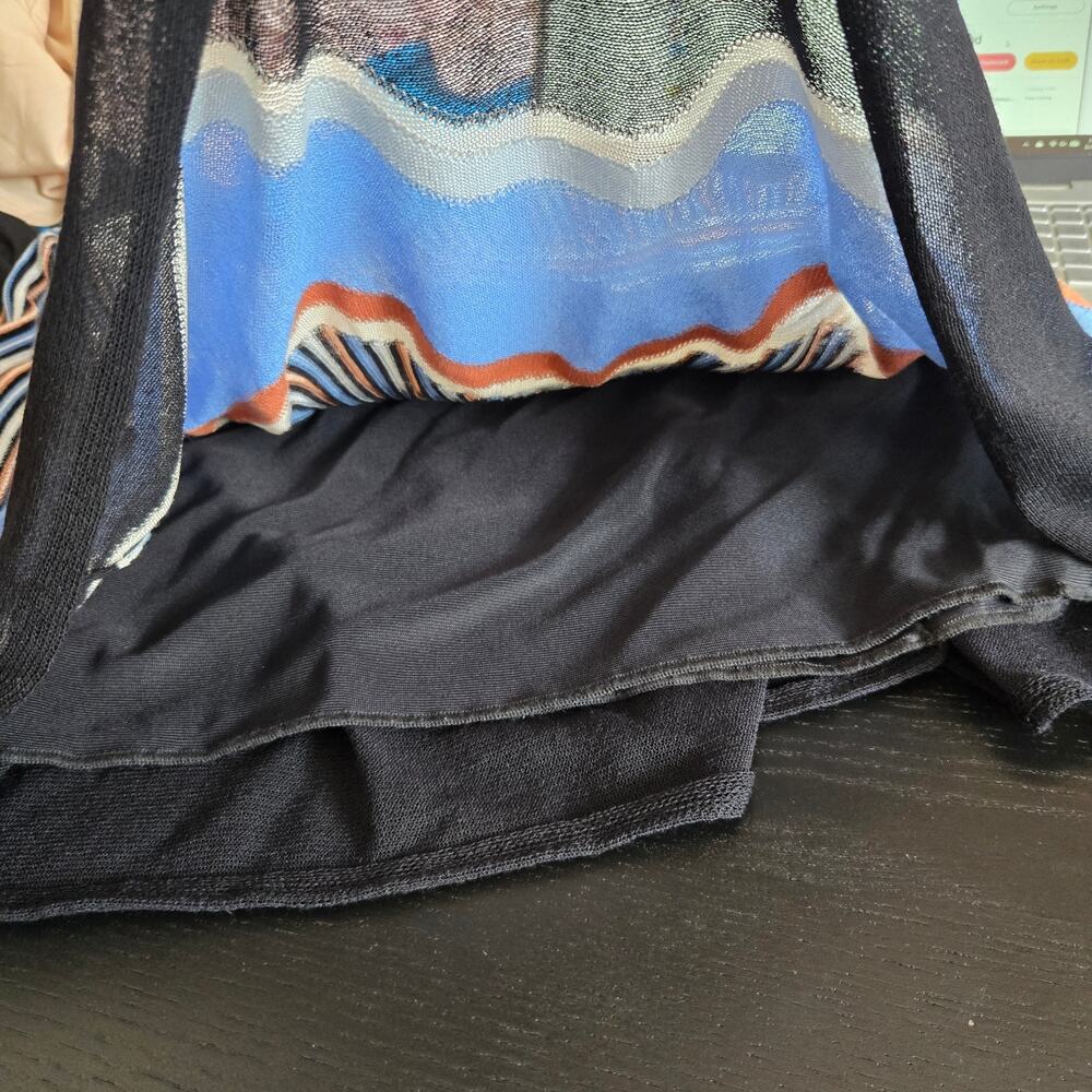 M Missoni Womens Knit Skirt Striped Wave Retro A Line Lightweight Euro Blue 10 - Picture 5 of 10
